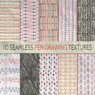 Pen Drawing Seamless Patterns on Crumpled Paper Texture N5