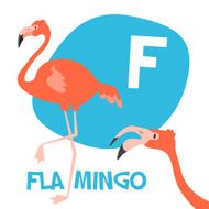 Funny cartoon animals vector alphabet letter set for kids F