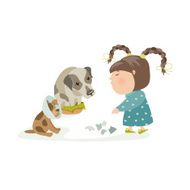 Little girl punishing dogs