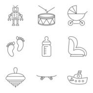 Baby thin line related vector icon set N6