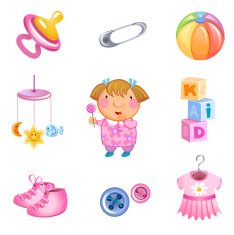 Set of toys and accessories