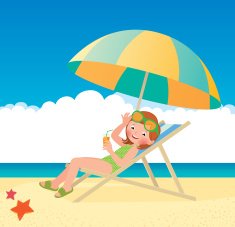 Girl sunbathes lying on a sun lounger the beach
