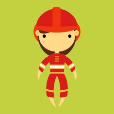 Girl fireman illustration