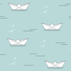 Paper ships seamless background
