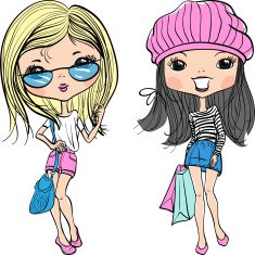Vector hipster cute baby girl N2
