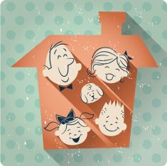 family house cartoon retro