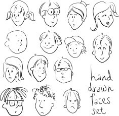 Hand drawn faces set free image download