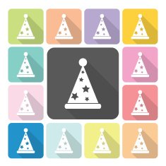 Party hat Icon color set vector illustration