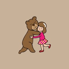 Hug bear and girl