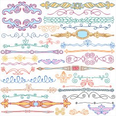 Vintage style doodles ornaments dividers