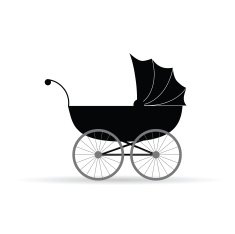 baby carriage vector illustration in black