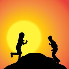 Vector silhouette of children N290