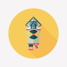 Chinese New Year boy to stick couplets flat icon eps10 N7