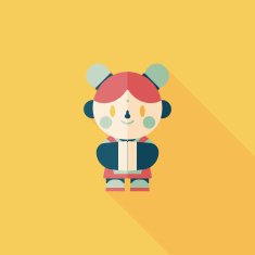 Chinese New Year girl flat icon with long shadow eps10 N136