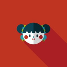 Chinese New Year girl flat icon with long shadow eps10 N138