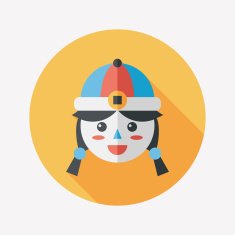 Chinese New Year girl flat icon with long shadow eps10 N139