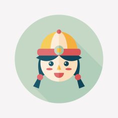 Chinese New Year girl flat icon with long shadow eps10 N140