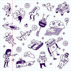 Crazy doodles School notebook Vector illustration