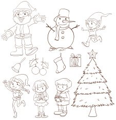 Plain sketch of a Christmas celebration