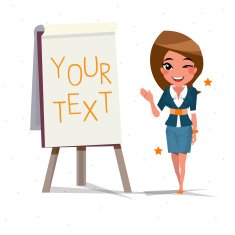 beautiful's lady presenting something on paperboard - vector illustration