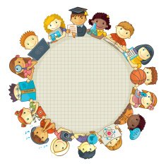 School Template With Children Frame For Text