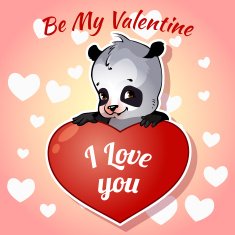 Cute panda for Valentine's Day