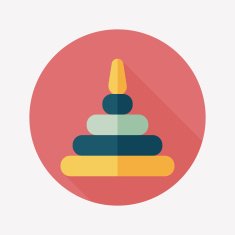 Pyramid toy flat icon with long shadow eps10 N117