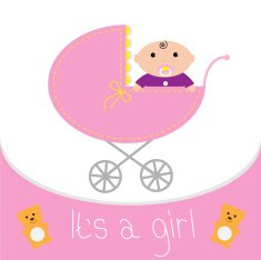 Baby pink carriage It's a girl Flat design style