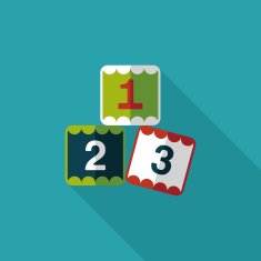 123 blocks flat icon with long shadow eps10 N32