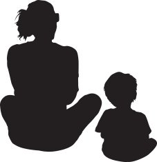 Mother And Son Sitting Silhouette