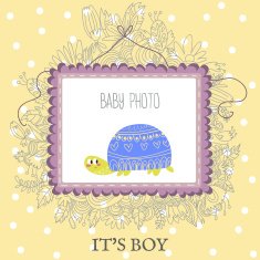 Baby Boy Shower and Arrival Card with cute turtle