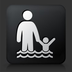 Black Square Button with Swimming