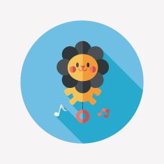 lion toy flat icon with long shadow eps10 N20