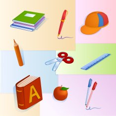 Childish colorful pattern with school Supplies N3