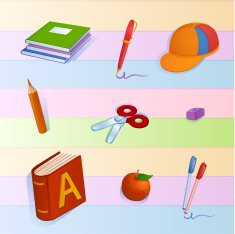 Childish colorful pattern with school Supplies N4