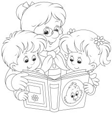 Grandma and grandchildren reading