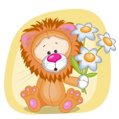 Lion with flowers