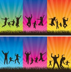 Happy family conceptual backgrounds Set