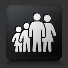 Black Square Button with Family Icon N10