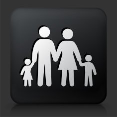 Black Square Button with Family Icon N11