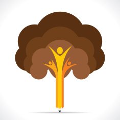 creative tree design with pencil people or education concept