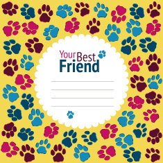 Cat party invitation Cats footprints banner Colorful flyer Vector Illustration