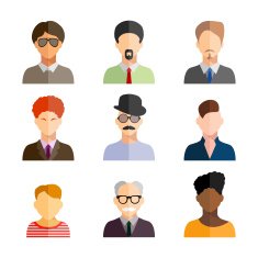 Avatars business man flat icons set isolated on white backgroun