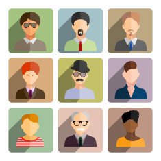 Avatars business man flat icons set isolated on white backgroun N2