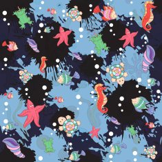 Seamless abstract marine life