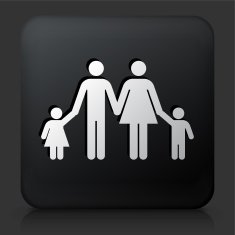 Black Square Button with Family Icon N12