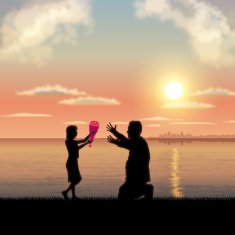 Father's Day background Father and child in the sunset N9