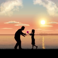 Father's Day background Father and child in the sunset N11