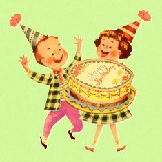 Boy and Girl With Birthday Cake N2