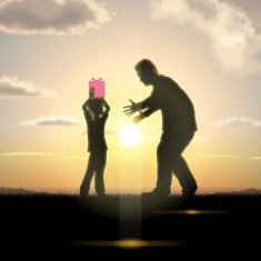 Father's Day background Father and child in the sunset N23